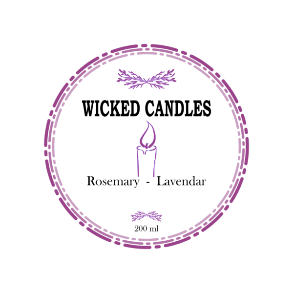 Rosemary and Lavender candle label design for Wicked Candles